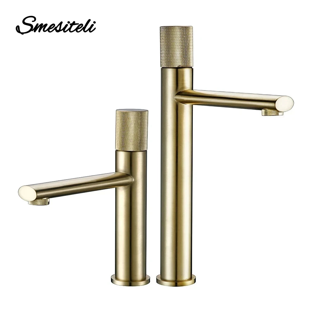 Juno Commercials Stainless Steel Brushed Bathroom Single Handle Faucet with Hot & Cold Mixer Valve