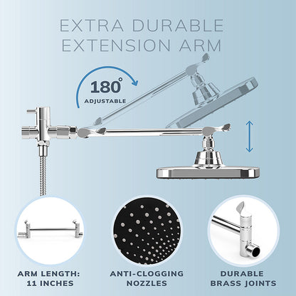 Juno Commercials Chrome Finish Wall Mount Extendable Shower Set with 3 Spray Modes