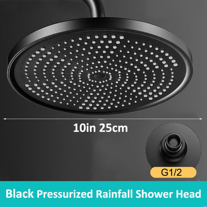 Juno Commercials Ceiling Mounted 10 inch High Pressure Chrome & Black Shower Head with Hand Shower