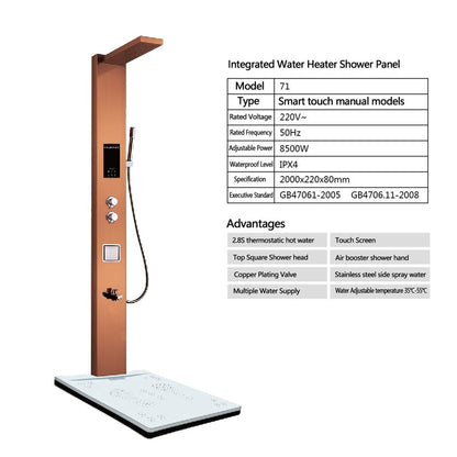 Juno Commercials Stainless Steel Heater Shower Panel With Floor Stand & LED Display