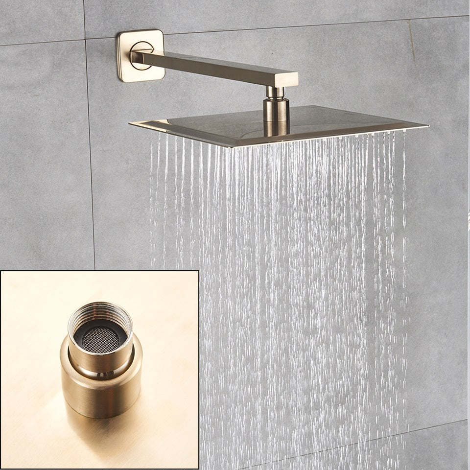 Juno Commercials Wall Mount Square Ultrathin Shower Head & Arm Set