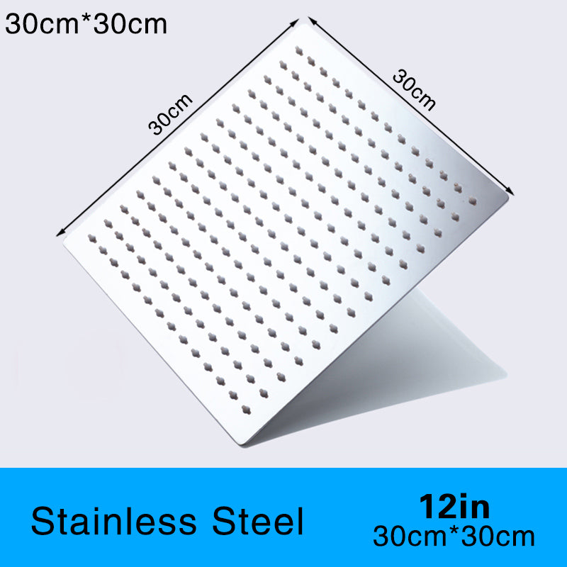 Juno Commercials Ceiling Mount Stainless Steel Polished Chrome Square Rainfall Shower Head & Arm