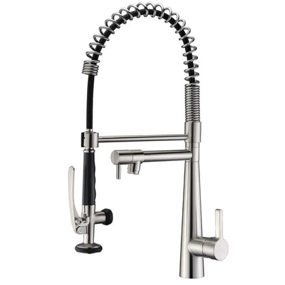 Juno Commercial Brushed Gold Deck Mount Single Handle Pull Out Kitchen Faucet