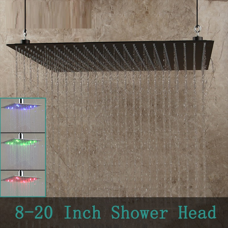 Juno Commercials 8-20 Inch Ceiling Mounted LED Bathroom Shower Head