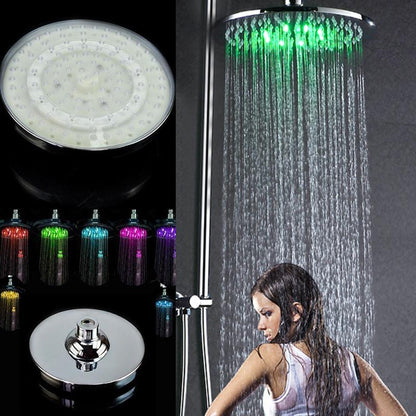 Juno Commercials Ceiling Mount 8 inch Automatic Changing 7 Colors Round High Pressure LED Shower Head