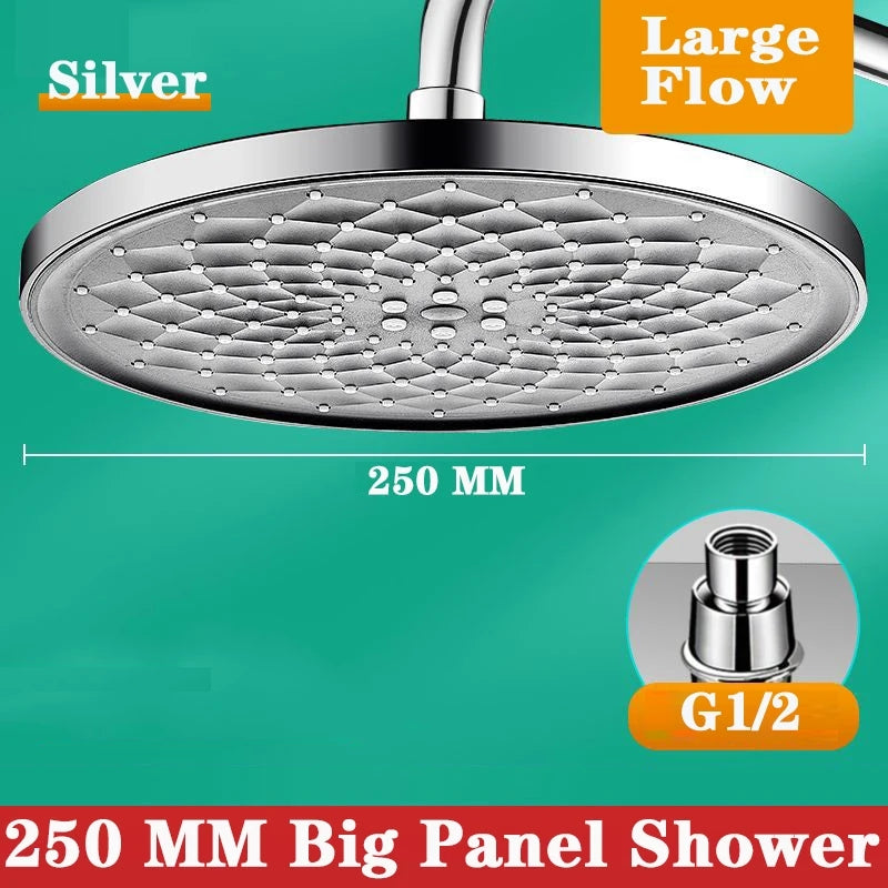 Juno Commercials Ceiling Mounted 10 inch High Pressure Chrome & Black Shower Head with Hand Shower