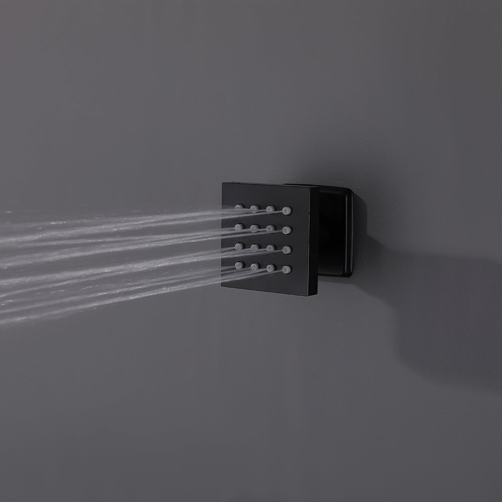 Juno Commercials Brushed Square 5 Handles 4 Way Shower System with LED Lights & Music