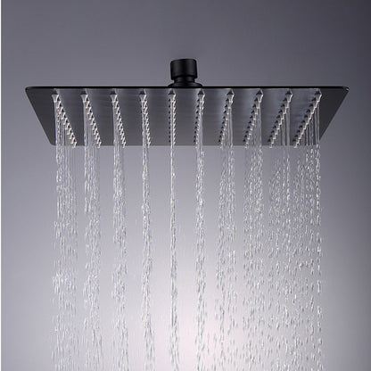 Juno Commercials 12 inch Ceiling Mount Black and Chrome Bathroom Shower Head