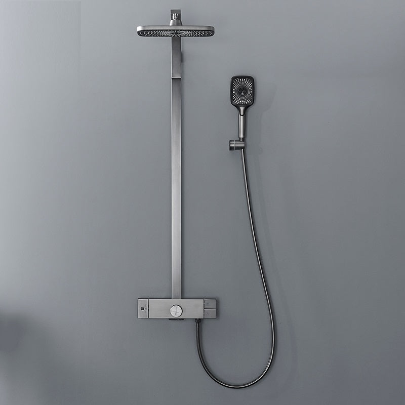 Juno Commercials Wall Mount Hot Cold Shower System with Smart Thermostatic Bath Faucet Square Head