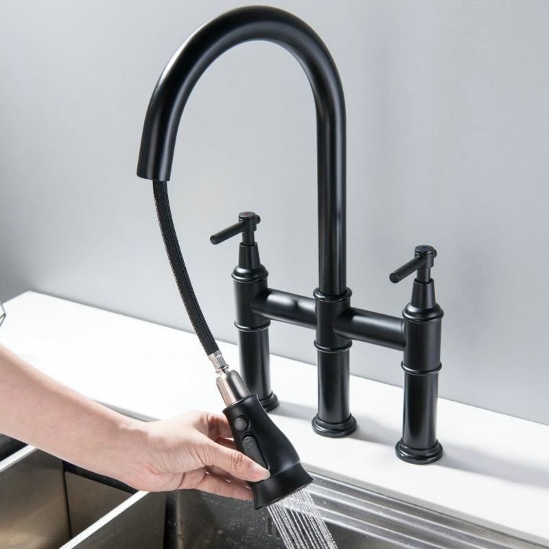 Juno Commercials Pull-out Kitchen Faucet in 3 Spray Modes with Dual Handle