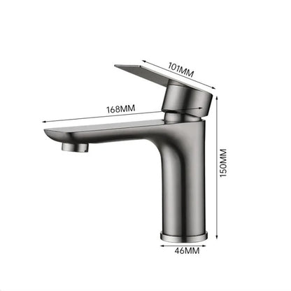 Juno Commercials Stainless Steel Single Handle Brushed Bathroom Sink Faucet with Cold and Hot Mixer