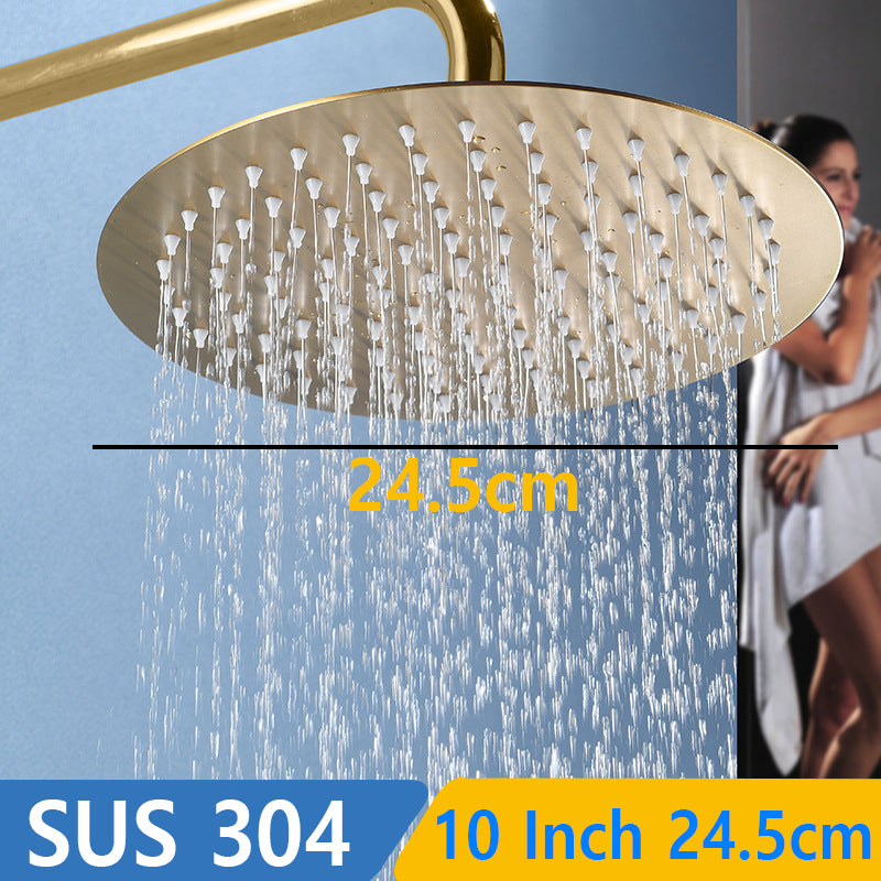 Juno Commercials Ceiling Mount Luxury Brushed Gold Stainless Steel Shower Head & Arm